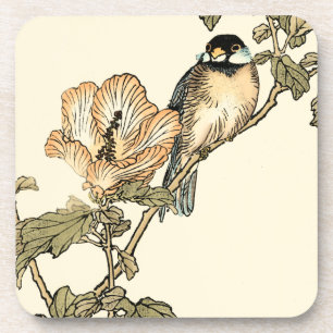 Oriental Bird Perched on Branch Coaster