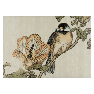 Oriental Bird Perched on Branch Cutting Board