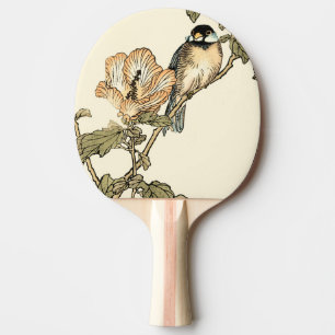 Oriental Bird Perched on Branch Ping Pong Paddle