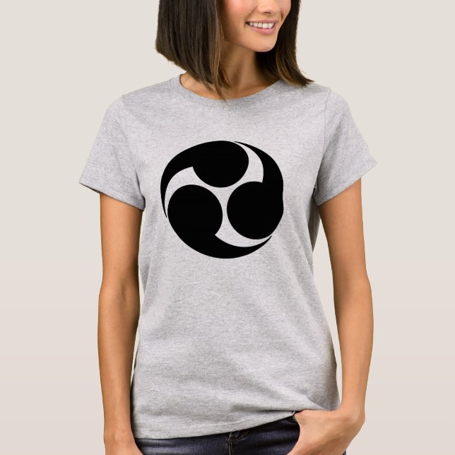 Oriental Black Kobayakawa Japan Mon Tomoe Art T-Shirt (Front)