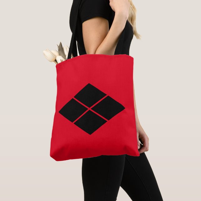 Oriental Black Red Takeda Japan Mon Art Tote Bag (Close Up)