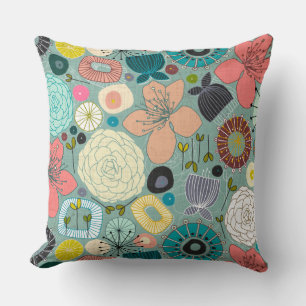 oriental blooms throw pillow