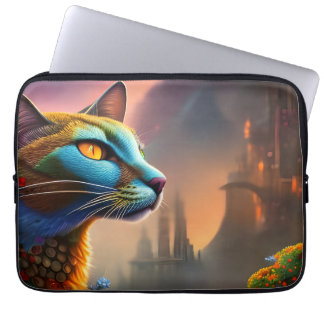 Oriental blue calico wild cat, Dystopian Laptop Sleeve