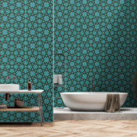 Oriental Blue Grey Arabic Egypt Geometric Pattern