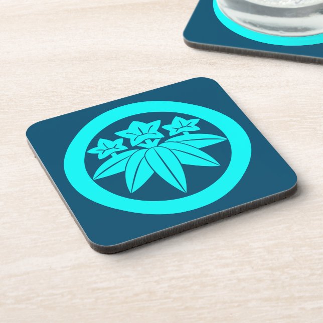 Oriental Blue Kamakura Minamoto Japan Mon Vector Coaster (Left Side)