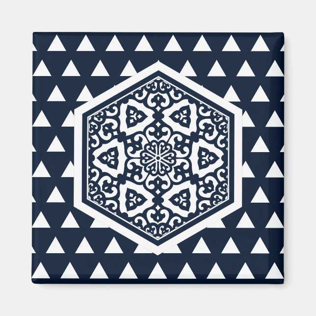 Oriental Blue Ottoman Turkish Tracery Vector Art Magnet (Front)
