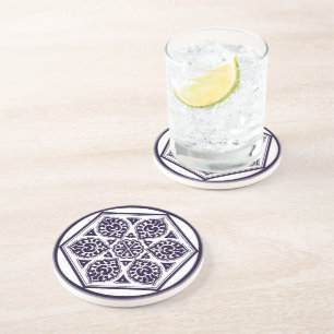 Oriental Blue White Ottoman Turkish Tracery Art Coaster