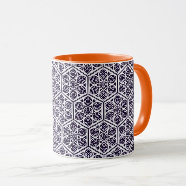 Oriental Blue White Ottoman Turkish Tracery Art Mug (Front Right)