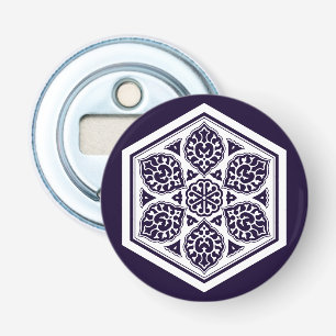 Oriental Blue White Turkish Rosette Geometric Art Bottle Opener