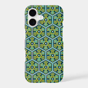 Oriental Blue Yellow Green Ottoman Turkish Hexagon