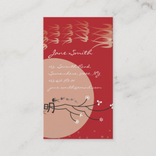 Oriental Bright Moon Swallows Birds Zen Modern Art Business Card
