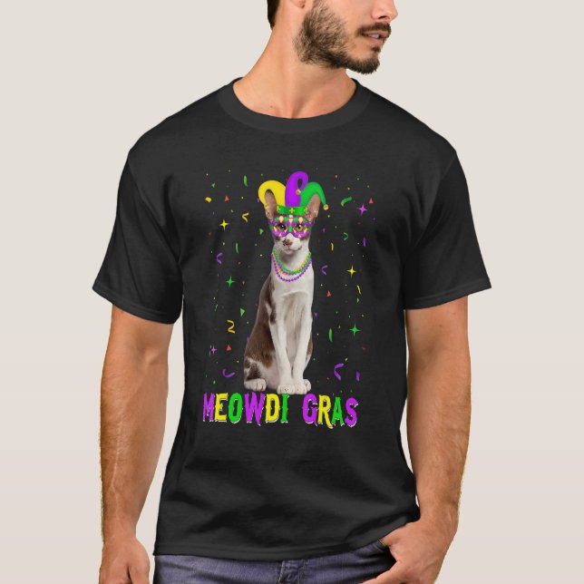 Oriental Cat  Meowdi Gras Mardi Gras Carnivals T-Shirt (Front)