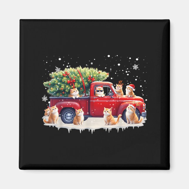 Oriental Cat Red Truck Christmas Tree Santa Ugly X Magnet (Front)