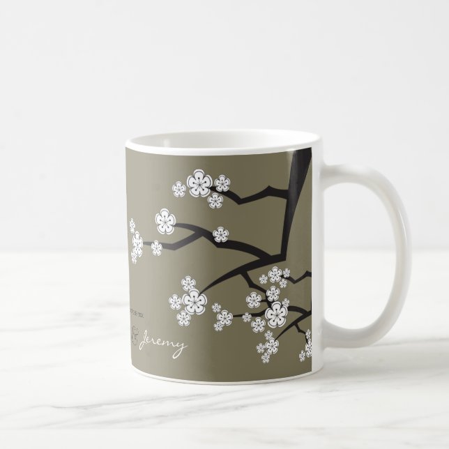 Oriental Cherry Blossoms White Sakura Flowers Mug (Right)