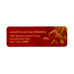 Oriental Chic Bamboo Feuille or rouge Étiquette de