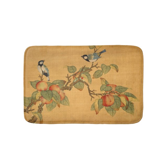 Oriental Chinese Birds And Fruit Bath Mat (Front)