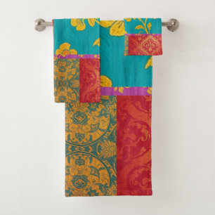 ORIENTAL Colourful Green Red - Bath Towel Set