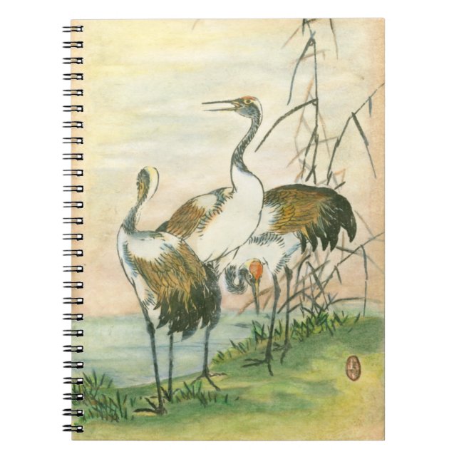 Oriental Cranes by the Water Notebook (Front)