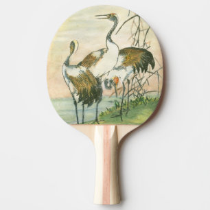 Oriental Cranes by the Water Ping Pong Paddle