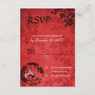 Oriental Cranes wedding  RSVP invitation refwi3