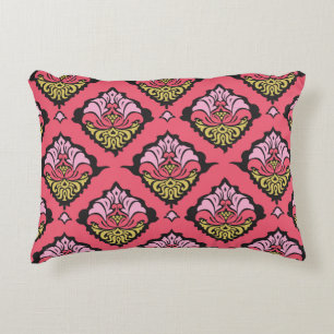 Oriental Damask Floral Seamless Wallpaper Accent Pillow