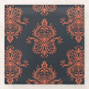 Oriental damask: Mediterranean vintage pattern. Glass Coaster