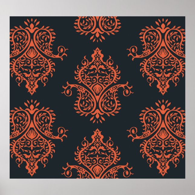 Oriental damask: Mediterranean vintage pattern. Poster (Front)
