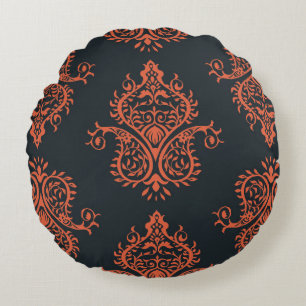Oriental damask: Mediterranean vintage pattern. Round Pillow