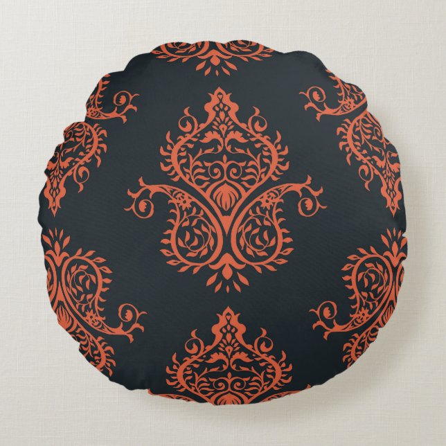 Oriental damask: Mediterranean vintage pattern. Round Pillow (Front)