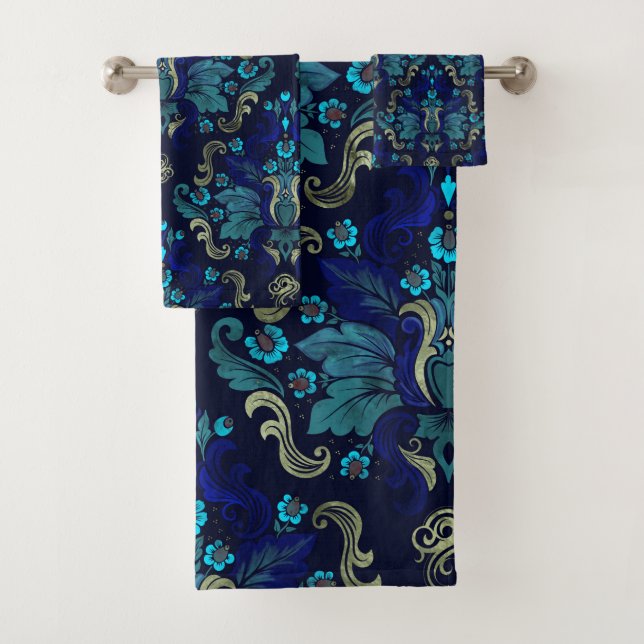 Oriental Damask Pattern Bath Towel Set (Insitu)