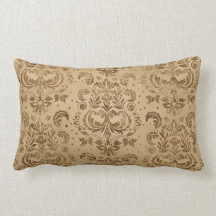 Oriental Damask Pattern Pastel gold Lumbar Pillow