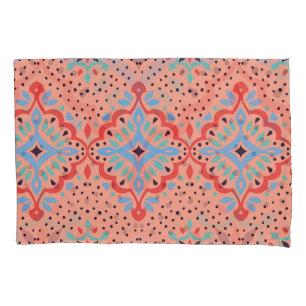 Oriental damask, Talavera pottery pattern. Pillowcase