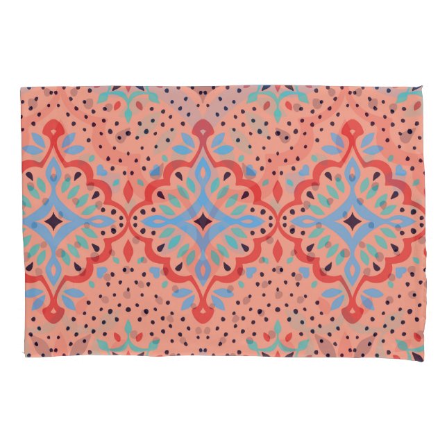 Oriental damask, Talavera pottery pattern. Pillowcase (Front)