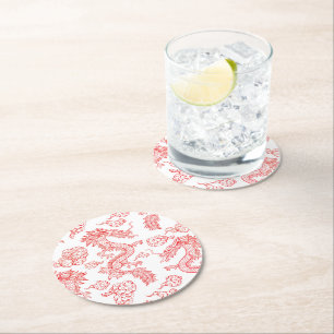 Oriental Dragon Style Round Paper Coaster