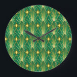 Oriental Elegance: Art Deco Wallpaper Large Clock<br><div class="desc">Art decor pattern. Vintage wallpaper. Japanese or chinese, oriental or asian ornament texture. luxury style elegant background. 1920s, 20s years, retro twenties style print. Vintage illustration. Elegance Revived: Vintage Oriental Wallpaper Awakens Glamour. Elegant Art Deco Delights: Transport Yourself to the Roaring Twenties with Luxurious Asian Influence. twenties, fashion, background, pattern,...</div>
