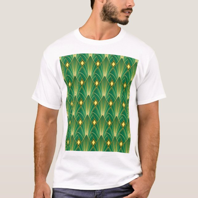 Oriental Elegance: Art Deco Wallpaper T-Shirt (Front)