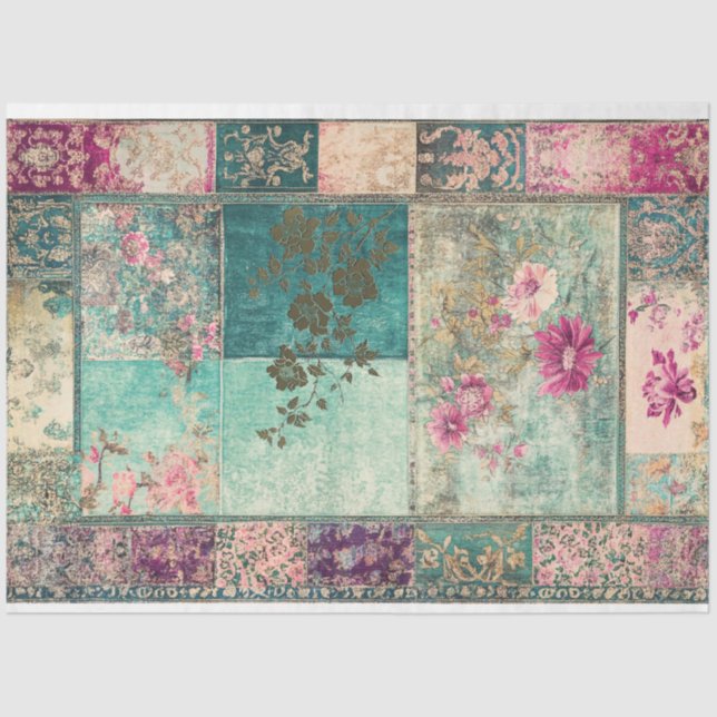 Oriental Esthetics Eclectic Patchwork Patterns Tissue Paper (Front)