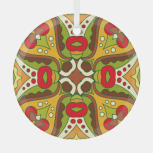 Oriental Ethnic Style Seamless Pattern Glass Ornament