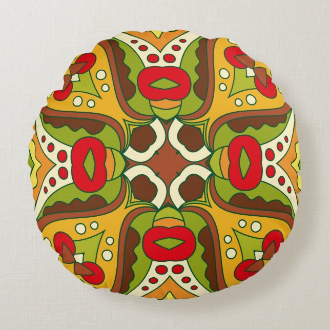 Oriental Ethnic Style Seamless Pattern Round Pillow (Front)