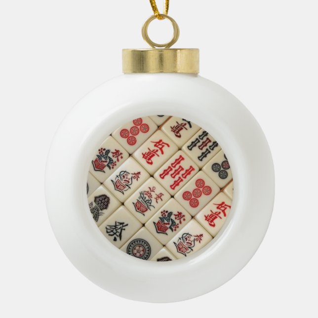 Oriental expression ceramic ball christmas ornament (Front)