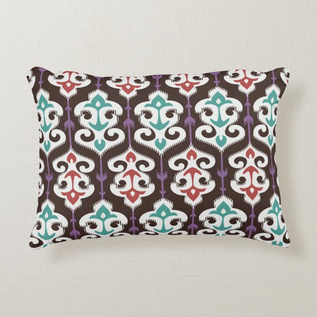 Oriental fabric ornament seamless pattern accent pillow (Front)