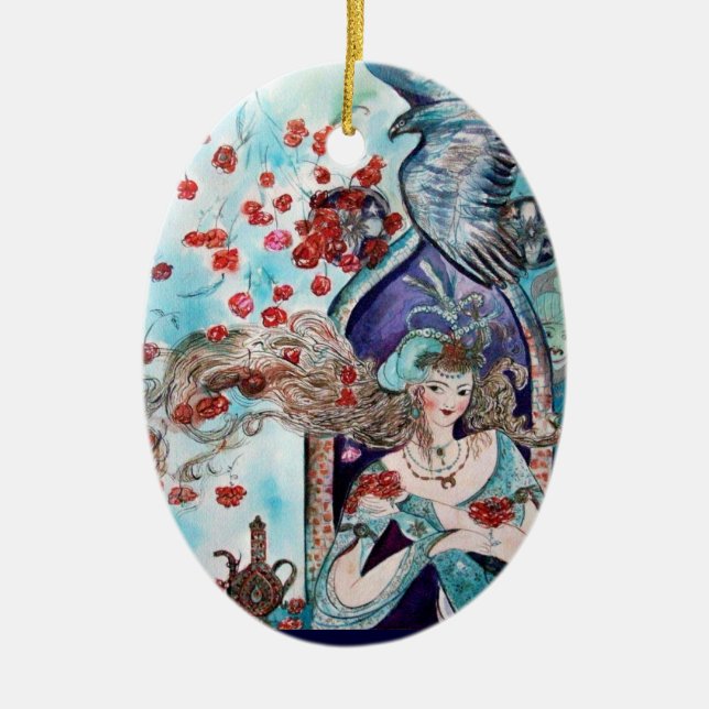 ORIENTAL FAIRY TALE Blue Sapphire Ceramic Ornament (Front)