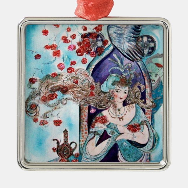 ORIENTAL FAIRY TALE Blue Sapphire Metal Ornament (Front)