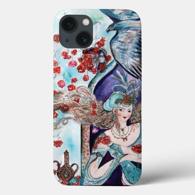 ORIENTAL FAIRY TALE / PRINCESS,RED ROSES AND HAWK Case-Mate iPhone CASE (Back)