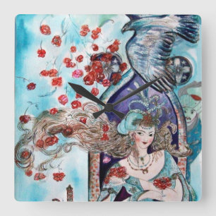 ORIENTAL FAIRY TALE SQUARE WALL CLOCK