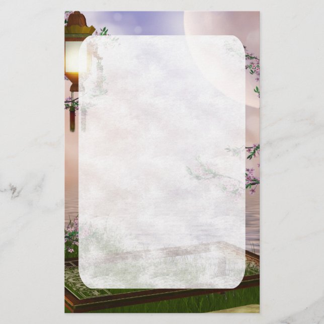 Oriental Fantasy Cherry Blossom Stationery (Front)