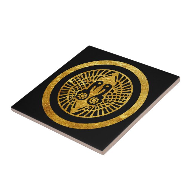 Oriental Faux Gold Ikko Ikki Japan Mon Vector Art Tile (Side)