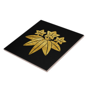 Oriental Faux Gold Kamakura Minamoto Japan Mon Art Tile
