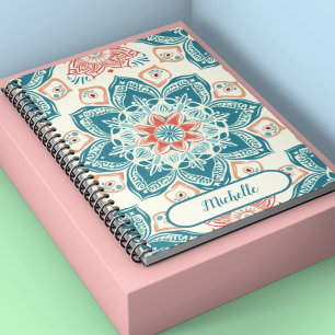 Oriental floral and mandala classical custom name notebook