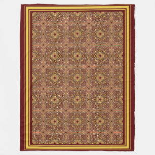 Oriental Floral Ornament Fleece Blanket